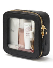 Pochette Popvibe transparente et noire, visibilité immédiate des produits essentiels.