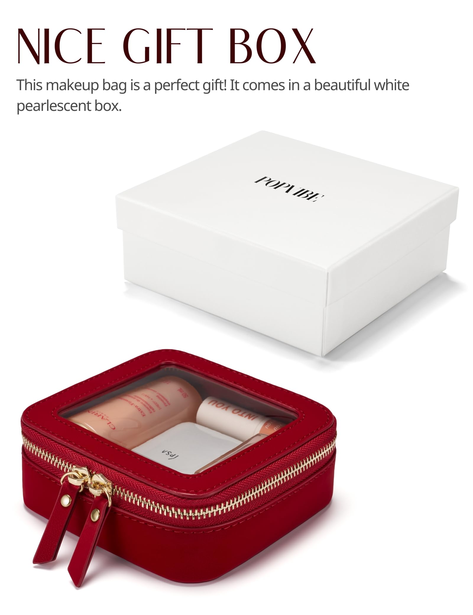 Popvibe sac maquillage transparent mini, accès rapide dans le sac.