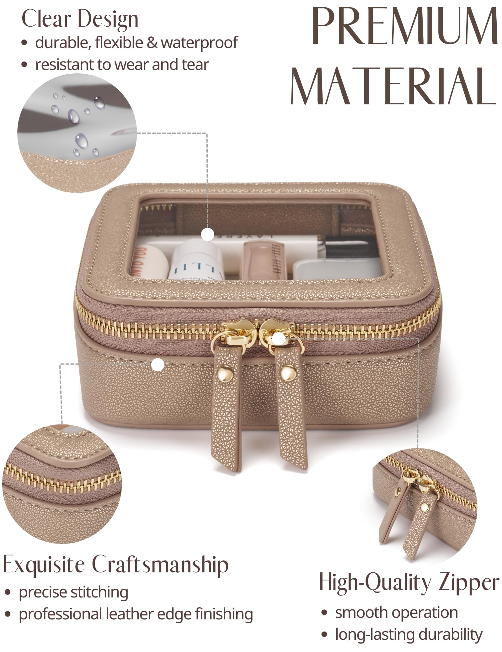 Popvibe Trousse cosmétique transparente avec style diamanté, rangement pratique en voyage.