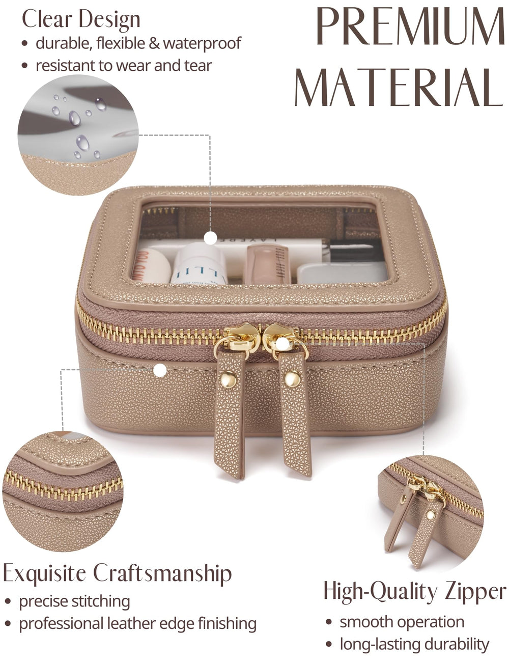 Popvibe Trousse cosmétique transparente avec style diamanté, rangement pratique en voyage.