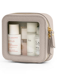 Trousse Popvibe transparente ouverte, visibilité immédiate des essentiels.