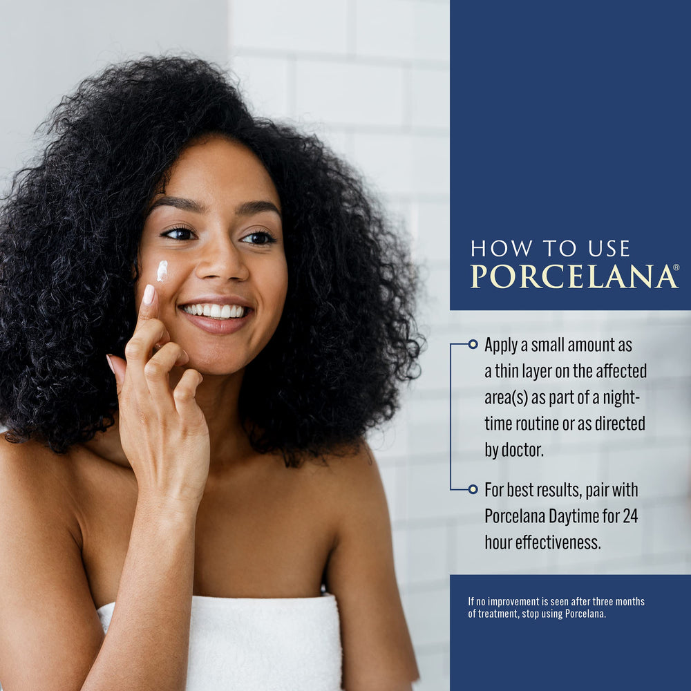 Porcelana emballage detail: packaging élégant et pratique pour une routine nocturne.