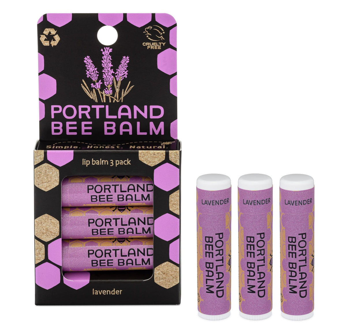 Portland Bee Balm baume lèvres lavande en tube pour hydratation pratique.
