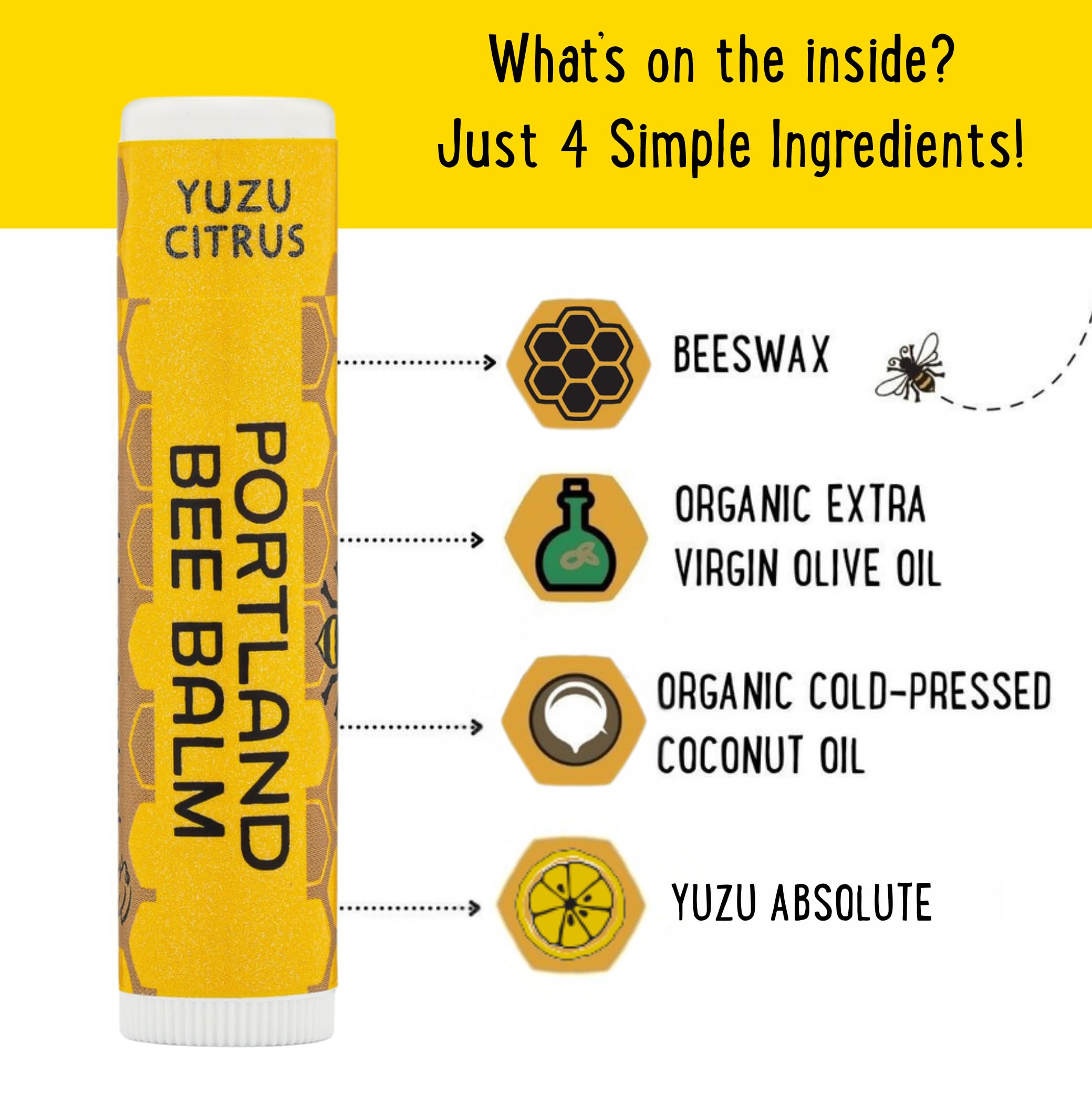 Portland Bee Balm ingrédients-bio-locaux: huiles biologiques et parfums naturels.