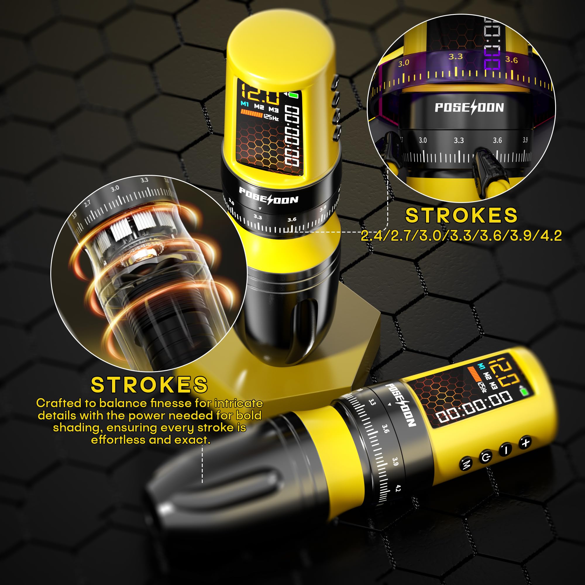 Batteries 1800mAh Poseidon en double, pour sessions prolongées.