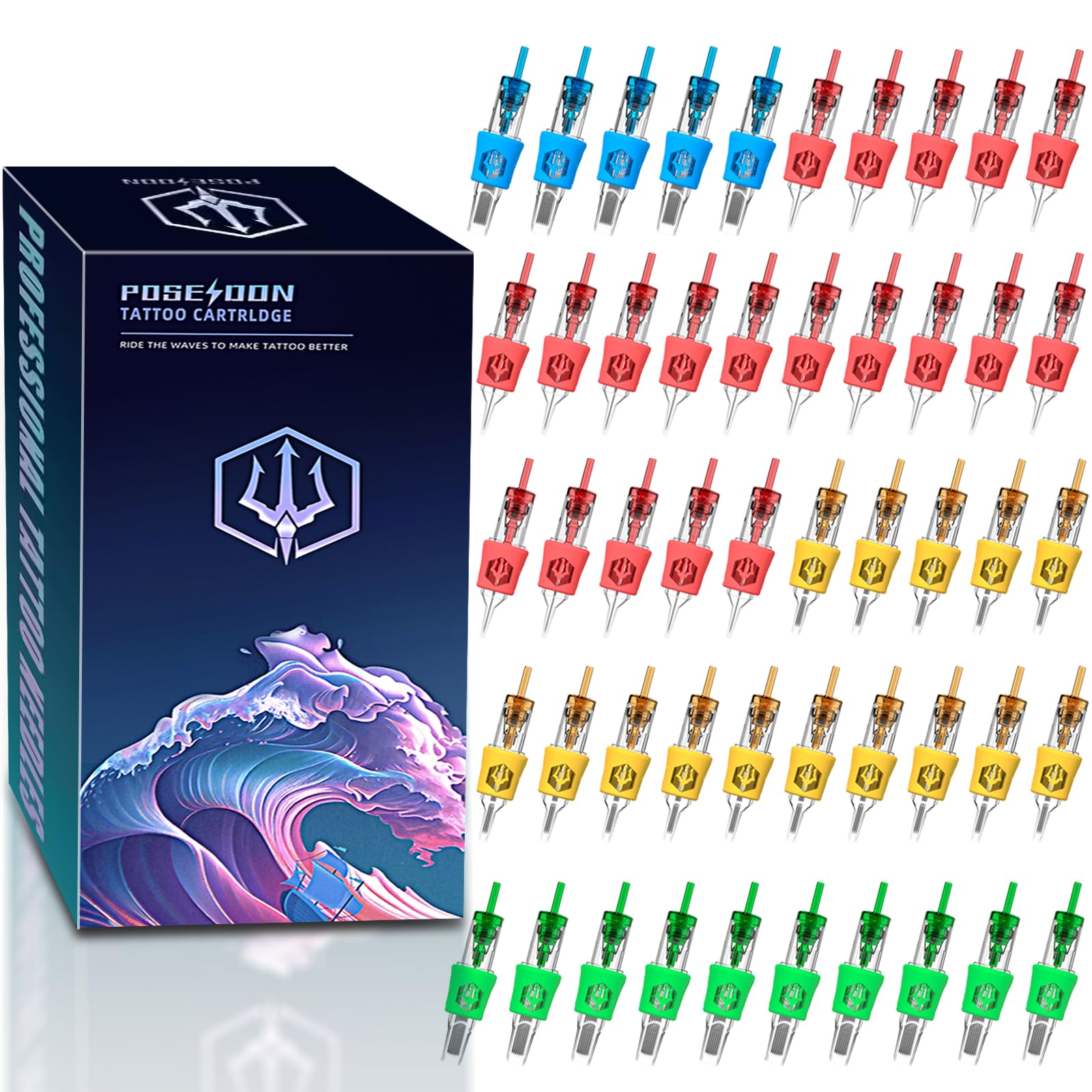 Poseidon cartouches-aiguilles-tatouage-50pc kit polyvalent pour tracés nets