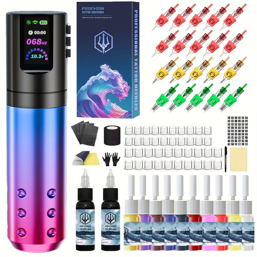 POSEIDON kit tatouage stylo – prêt à pratiquer et démarrer l'entraînement