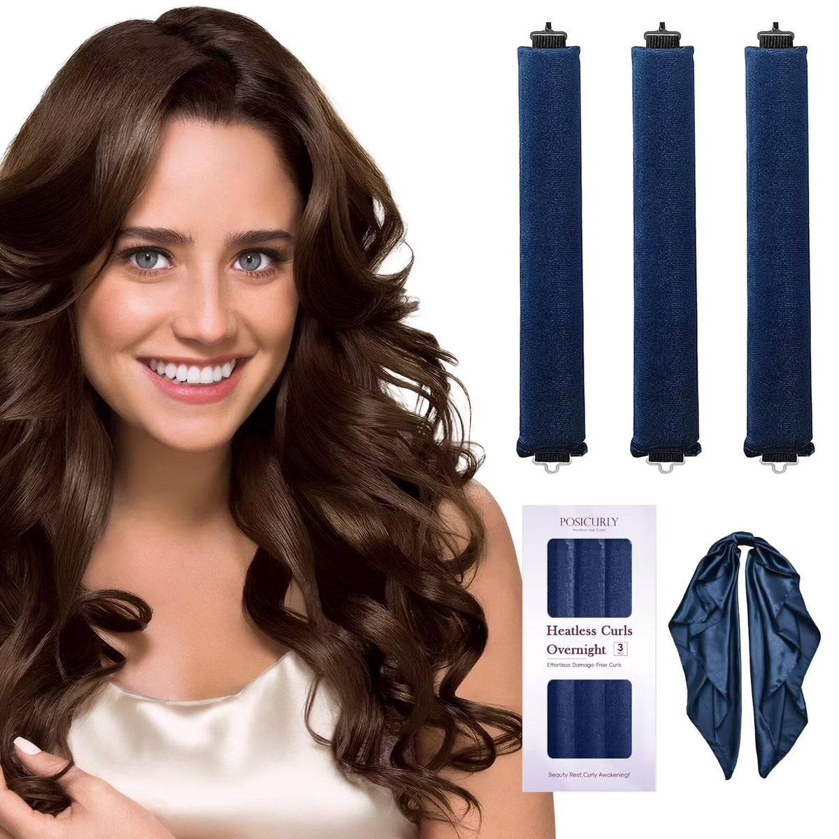 Posicurly rouleaux sans chaleur Pack3, prêt pour des boucles nocturnes.