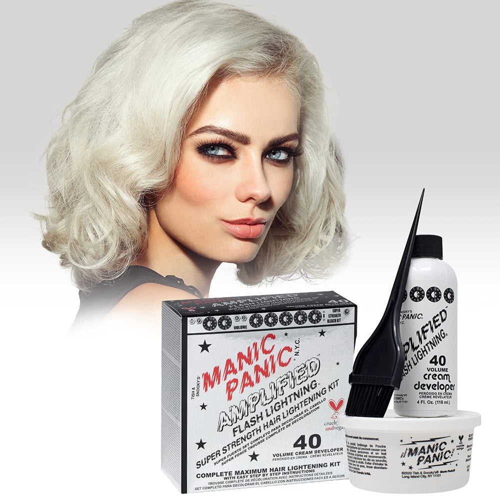Poudre décolorante sans poussière MANIC PANIC pour un éclaircissement uniforme.
