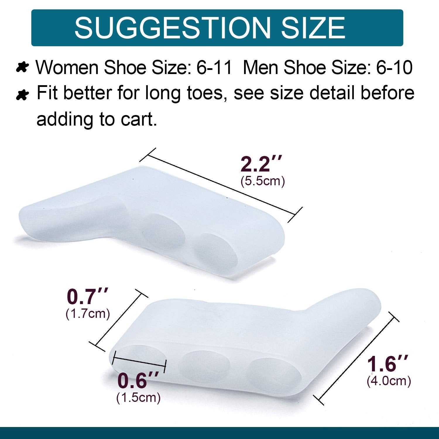 Povihome protections petit orteil en silicone doux réduisant les frottements