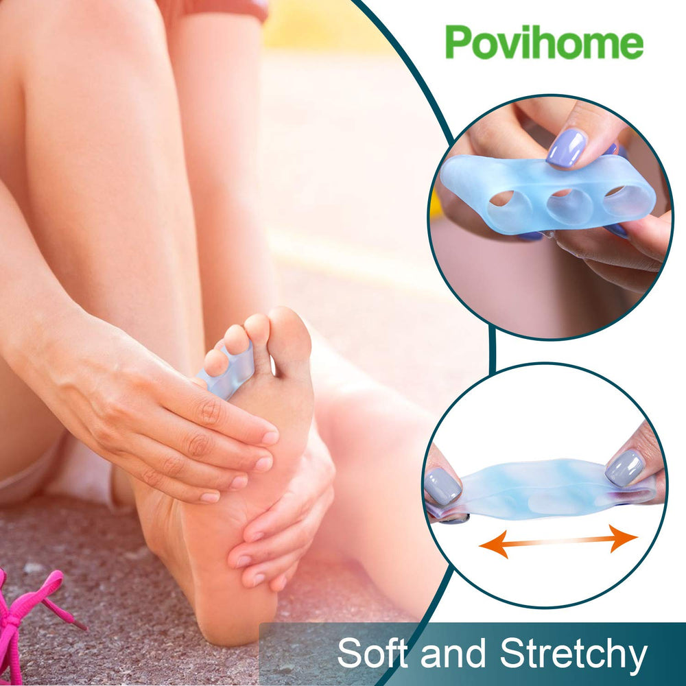 Pack Povihome séparateurs petit orteil bleu, 5 paires incluses