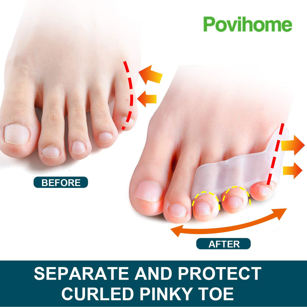 Povihome séparateurs d'orteils triple gel, favorisent l'alignement et le confort.