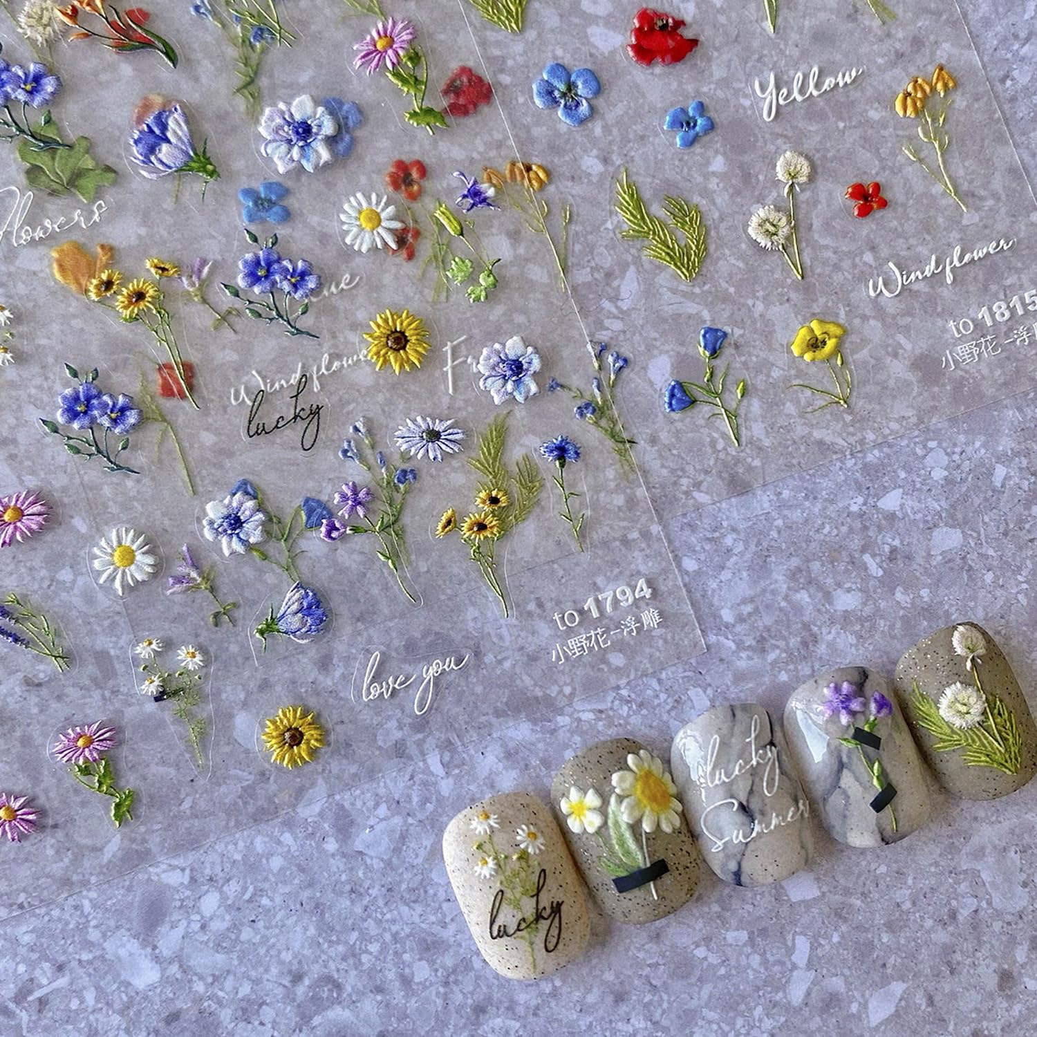 POWPOP onglets 5D fleurs marguerite, décore élégant pour une manucure estivale