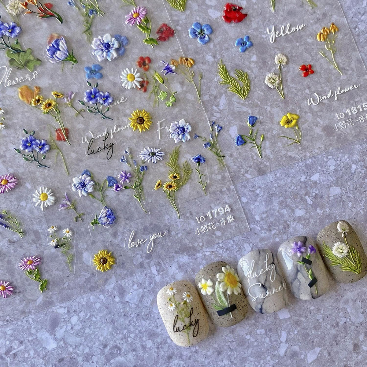 POWPOP onglets 5D fleurs marguerite, décore élégant pour une manucure estivale