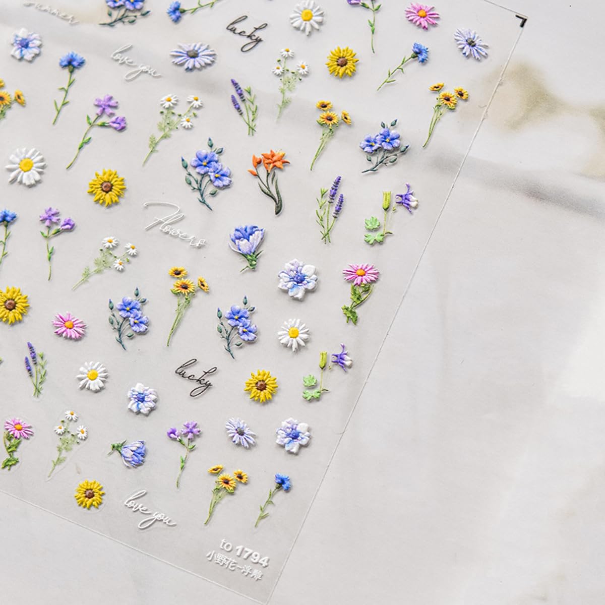 POWPOP ongles 5D fleurs tournesol, ajout lumineux pour l’été
