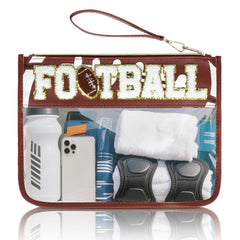 PPeen sac-football transparent avec lettres glitter, repérage facile lors des contrôles.