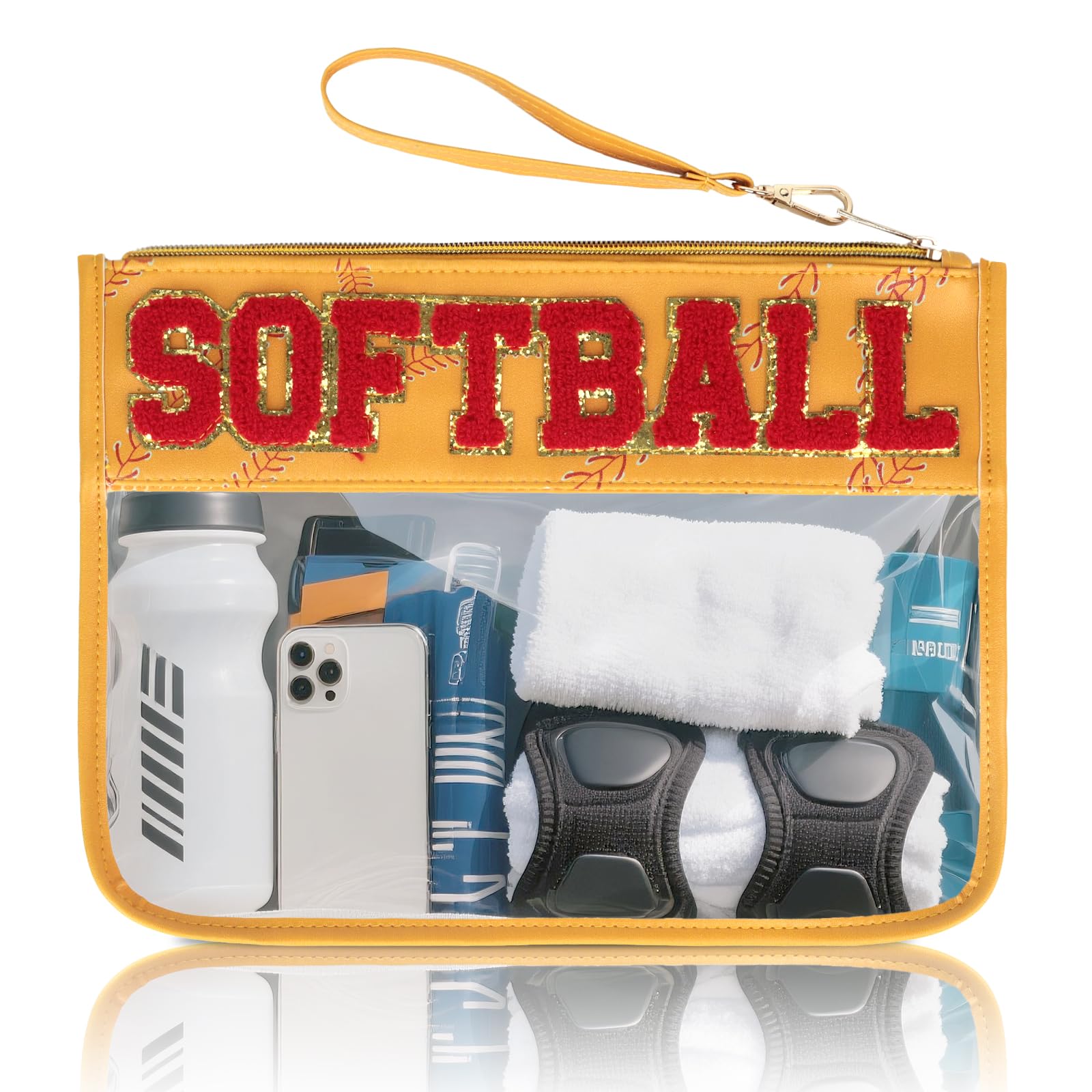 Sac maquillage softball translucide PPeen, idéal pour repérer rapidement vos articles.