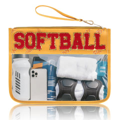 Sac maquillage softball translucide PPeen, idéal pour repérer rapidement vos articles.