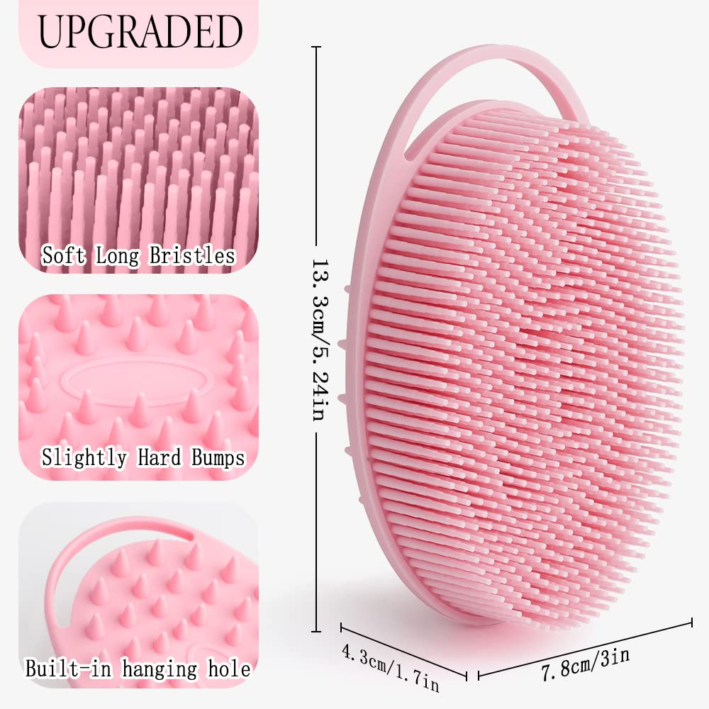 PQRUU 2 en 1 silicone scrub corps-cheveux rose – exfoliation douce et peau revitalisée.