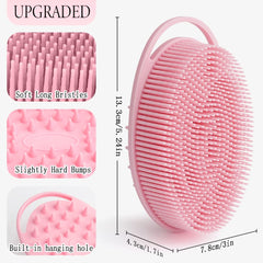 PQRUU 2 en 1 silicone scrub corps-cheveux rose – exfoliation douce et peau revitalisée.