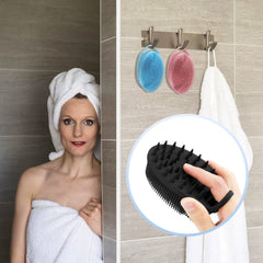 PQRUU brosse silicone douche noir – hygiène pratique et nettoyage rapide.