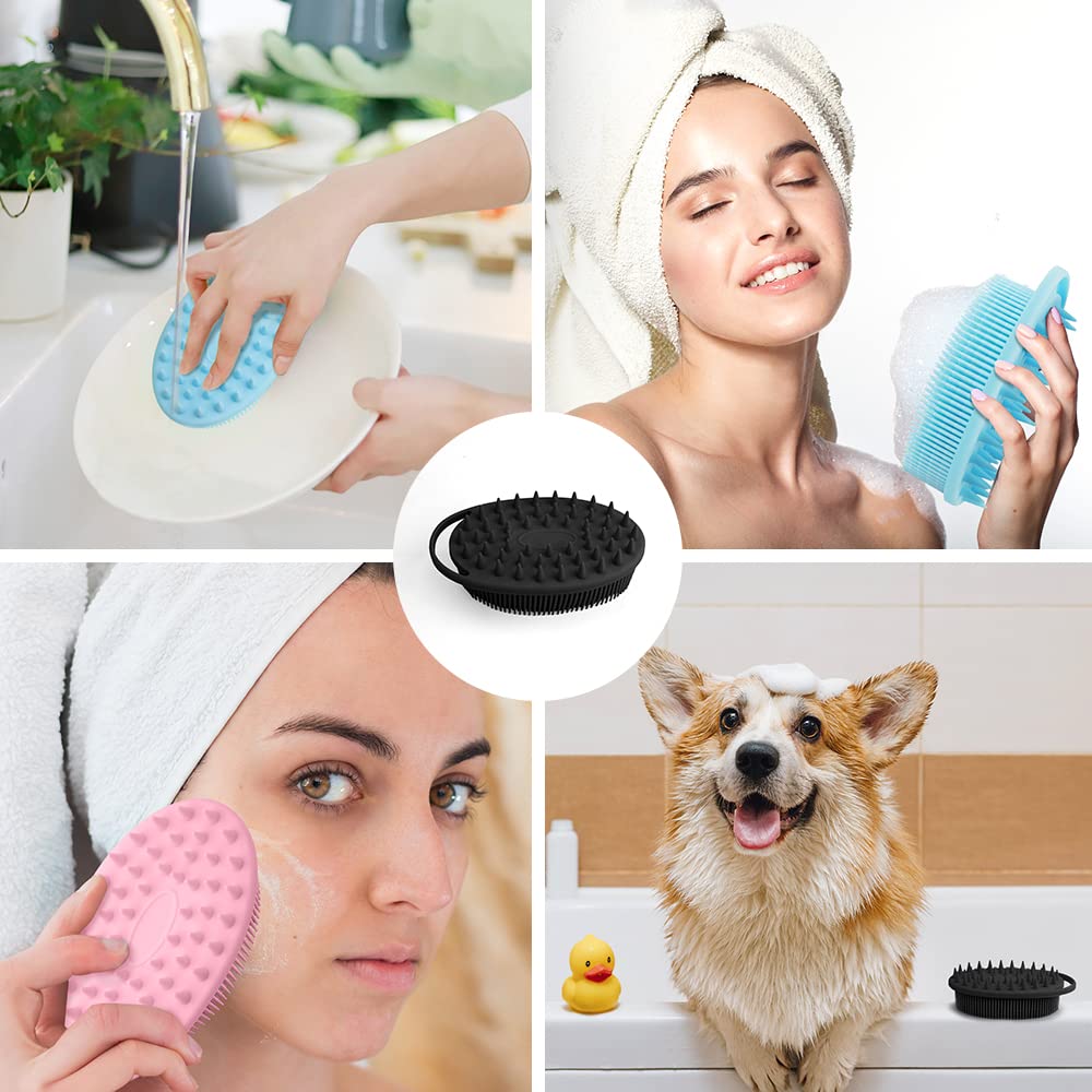 PQRUU brosse silicone douche rose – sèche rapidement et prête à l’emploi.