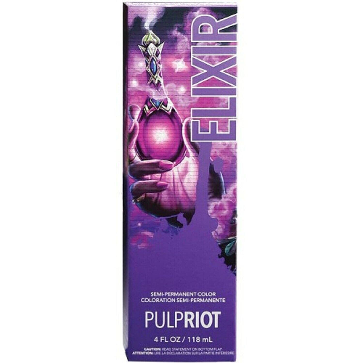 P.R. Elixir couleur semi-permanente en bouteille pour une couleur vive et durable.