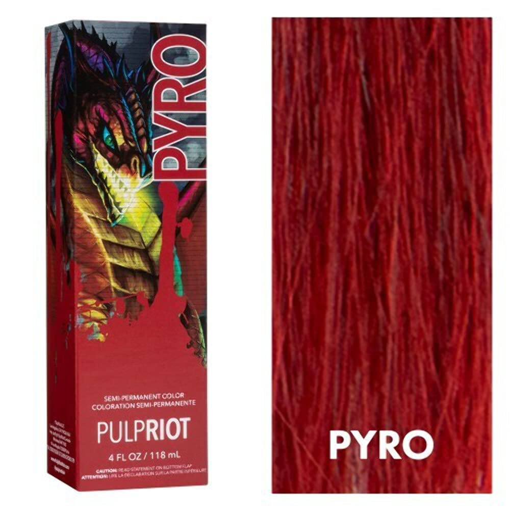 P.R. Pulp Riot Pyro : résultat final vibrant après rinçage et soin.
