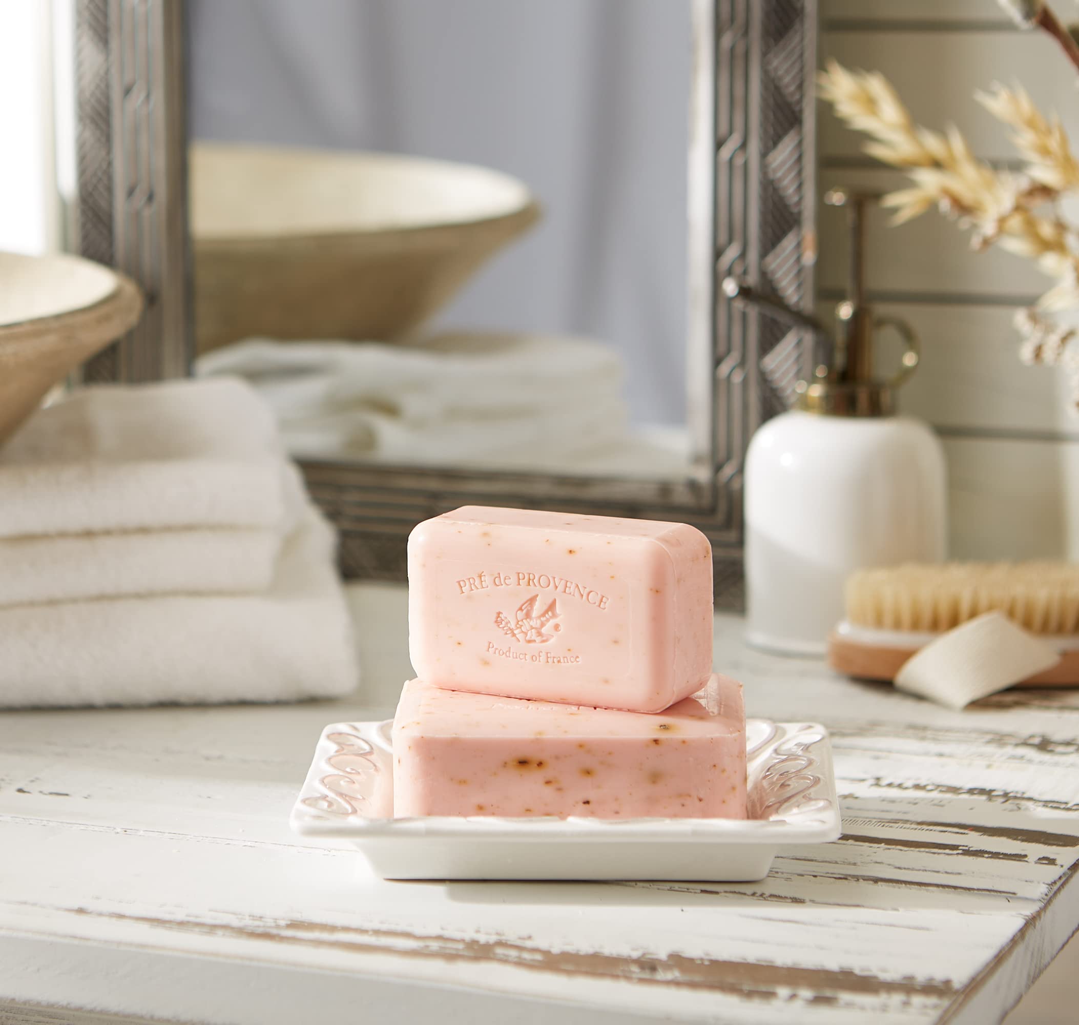 Barre savonnée Rose Pétale Pre de Provence, texture crèmeuse prête à l'emploi