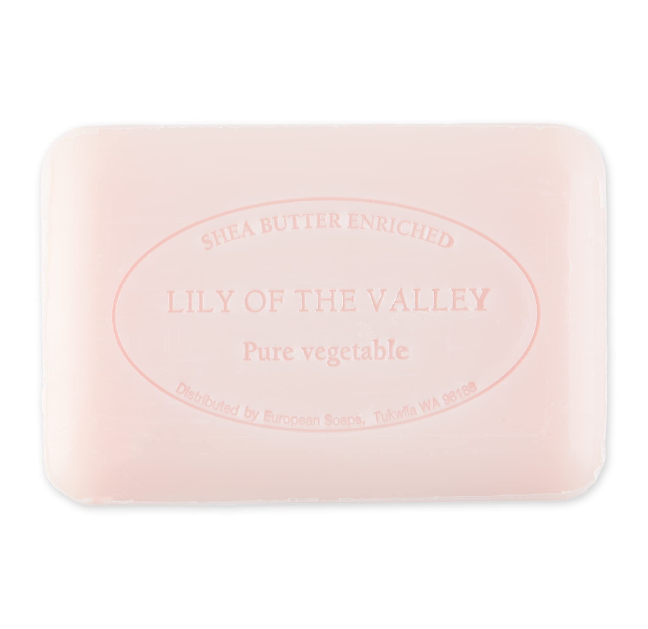 Pre de Provence quad-milled soap bubbles show smooth texture.