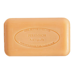 Savon triple-moulage persimon Pré de Provence, texture lisse et longue durée.