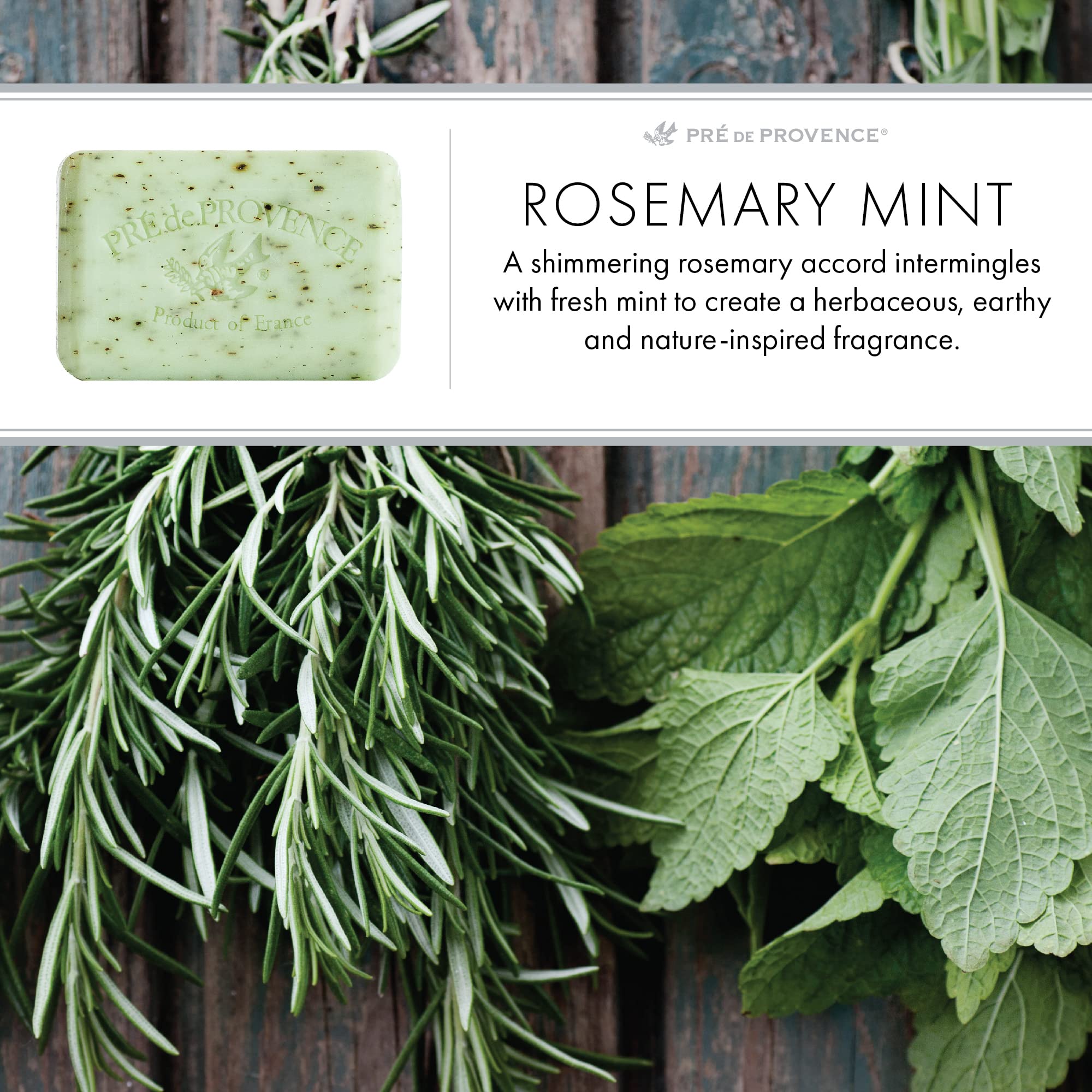 Pre de Provence texture cremeuse, savon menthe romarin laisse peau hydratée.