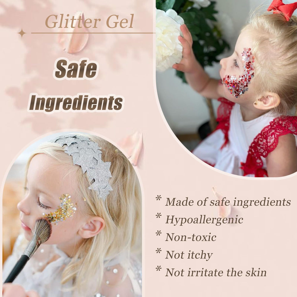 Gel à paillettes Prehot pour les yeux et le visage, effet scintillant.