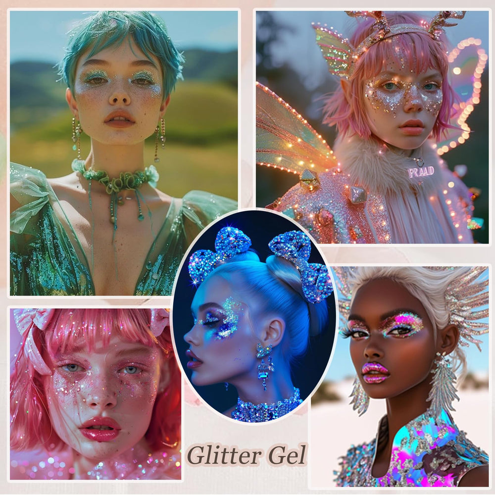 Maquillage Prehot à paillettes pour scène, facile à retirer.