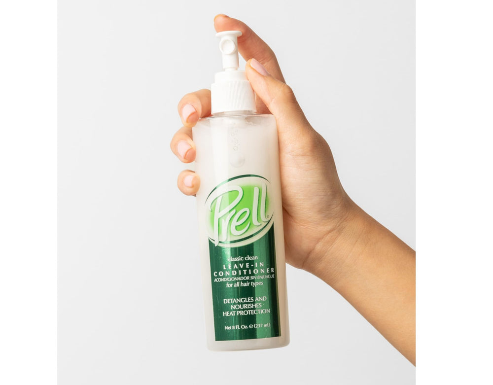 Prell Classic Clean Soin sans rinçage, parfum frais et fini léger pour une apparence soignée.