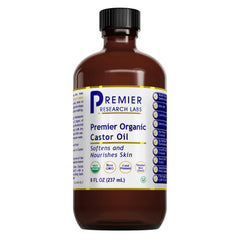 Premier Research Labs Huile de ricin — flacon 236 ml, hydratante pour peau et cheveux.