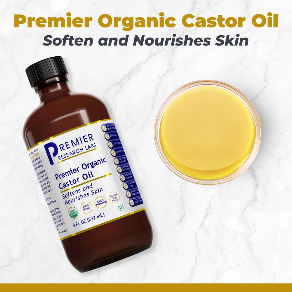 Premier Research Labs Huile de ricin — visage, pour nourrir et hydrater la peau.