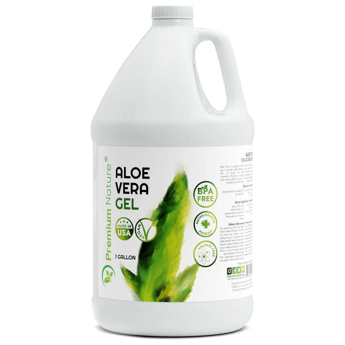 Premium Nature Gel Aloe Visage – bouteille salon, hydratation efficace.