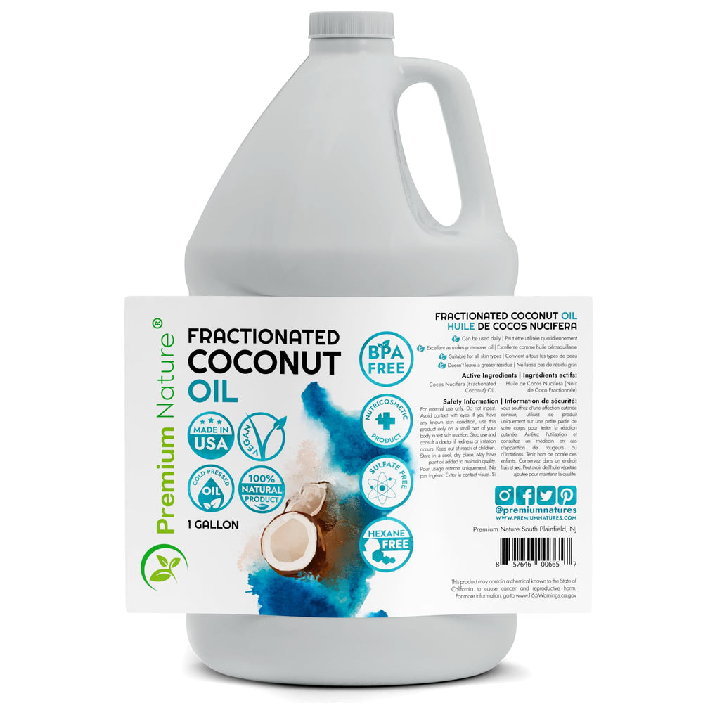 Premium Nature huile coco fractionnée pour versement, idéal pour mélanger les huiles.
