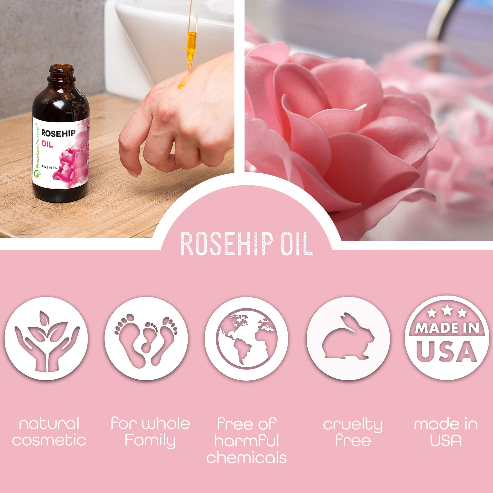 Premium Nature huile de rosehip ongles — soin fortifiant et nourrissant des ongles