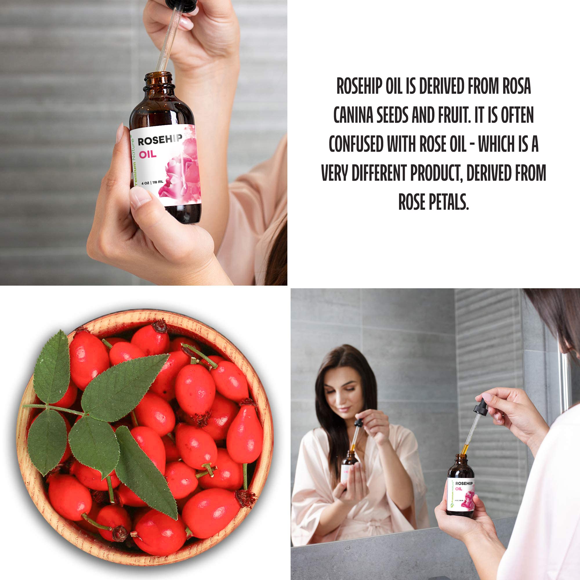 Premium Nature huile de rosehip visage — gouttes faciles pour application quotidienne et soin