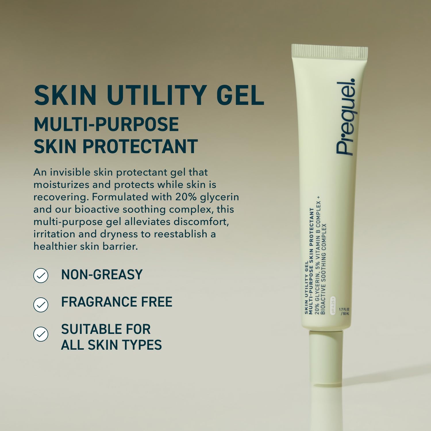 Gel utilitaire Prequel – texture hydratante visible qui apaise les zones sèches.