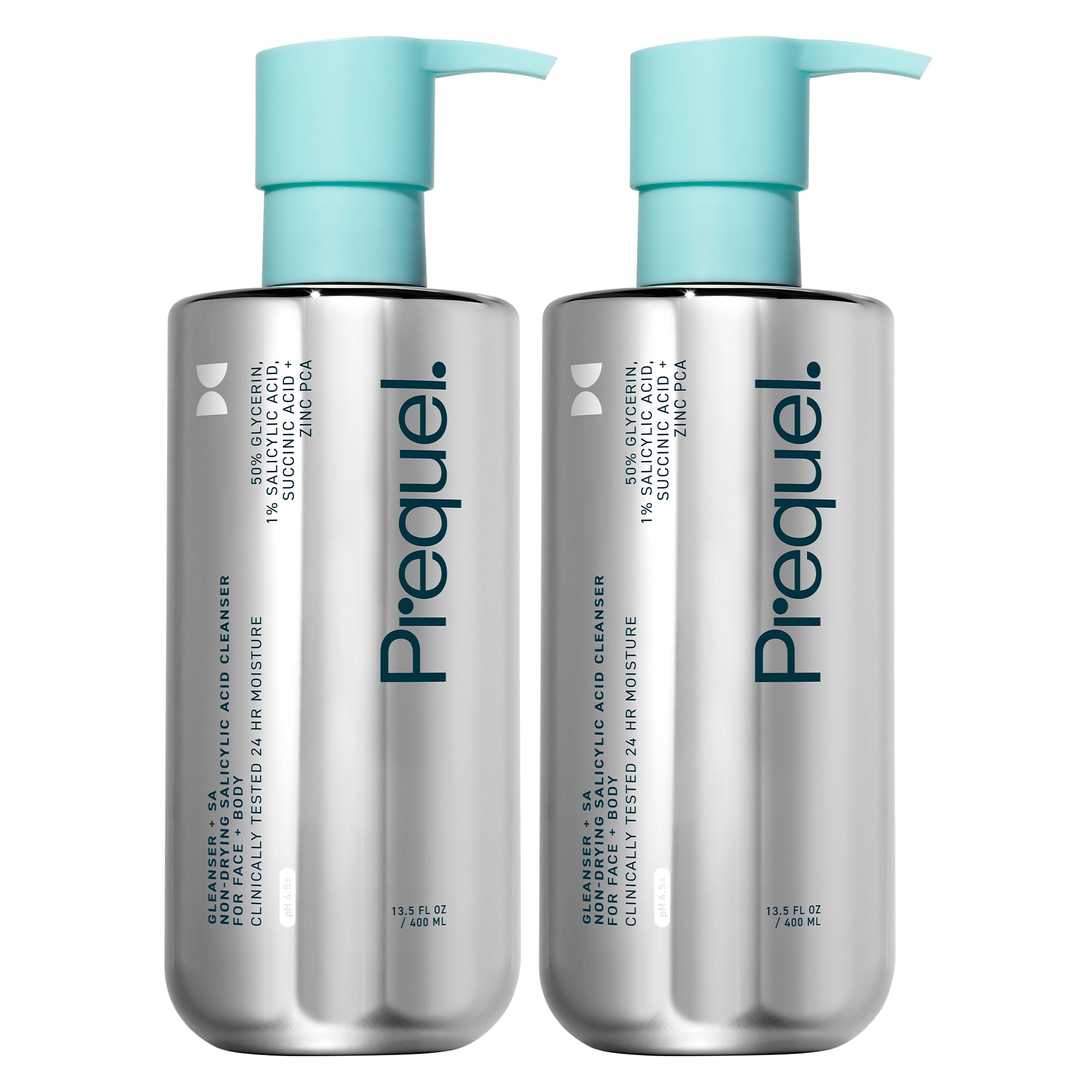 Bouteille Prequel Skin Gleanser SA, nettoyant hydratant pour peau mixte.