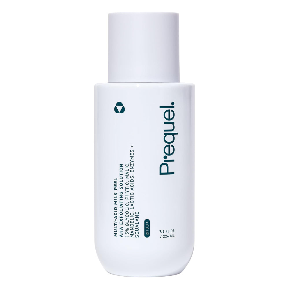 Prequel Skin Multi-Acid Milk Peel, bouteille 7.6oz, exfolie en douceur et hydrate.