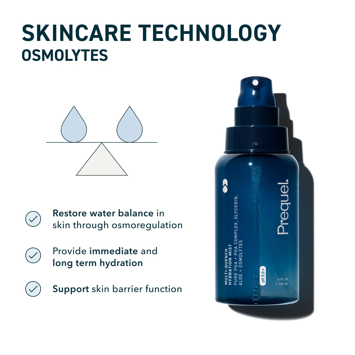 Close-up of skin texture before and after lightweight hydration with Prequel