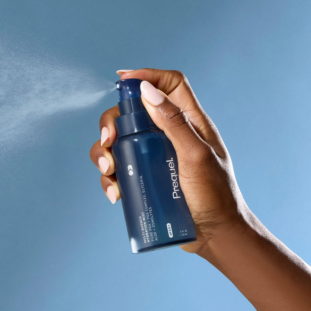 Packaging of Prequel Skin Multi-Quench Hydration Mist with brand details