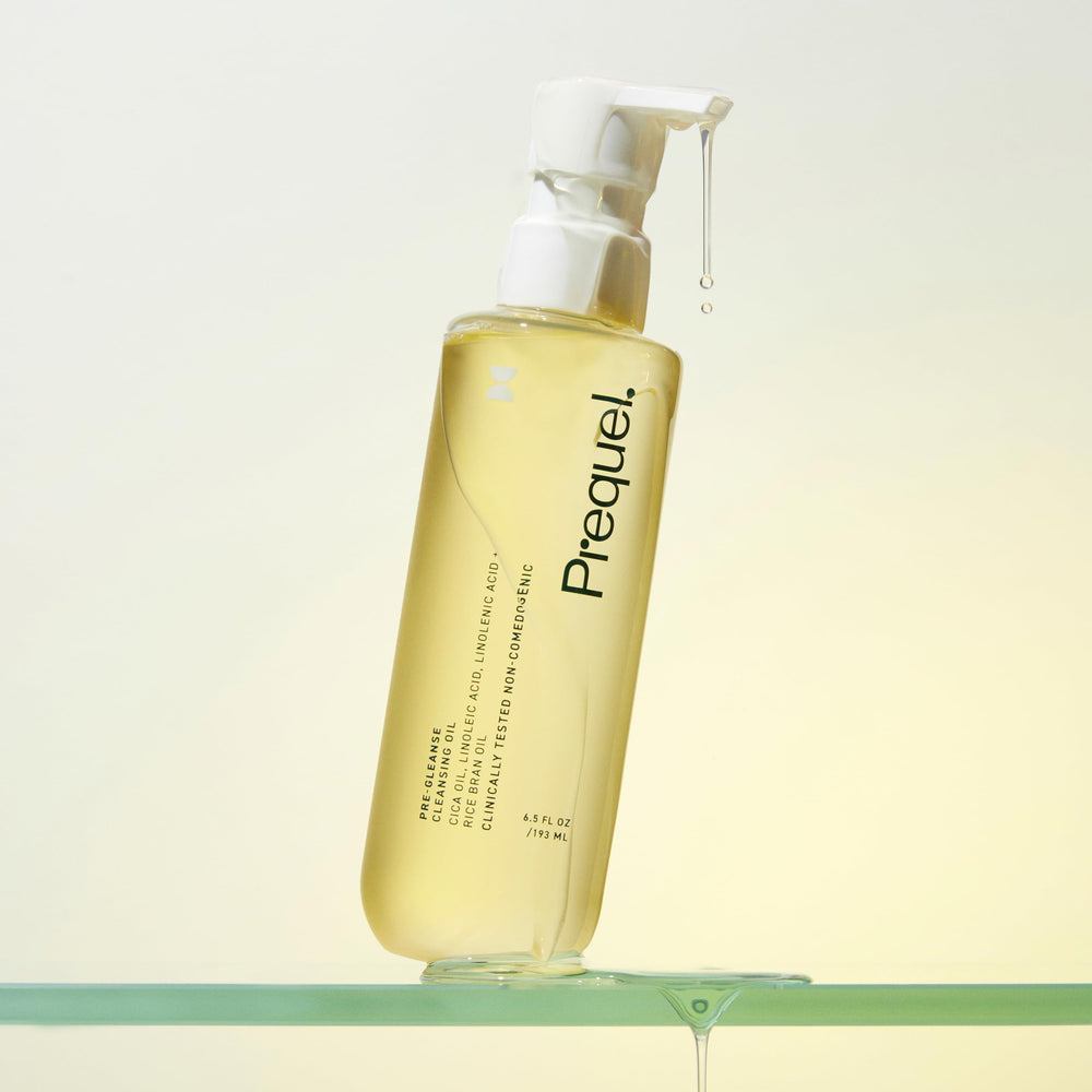 Huile Cica présente dans Prequel Skin Pre-Gleanse pour hydratation légère.