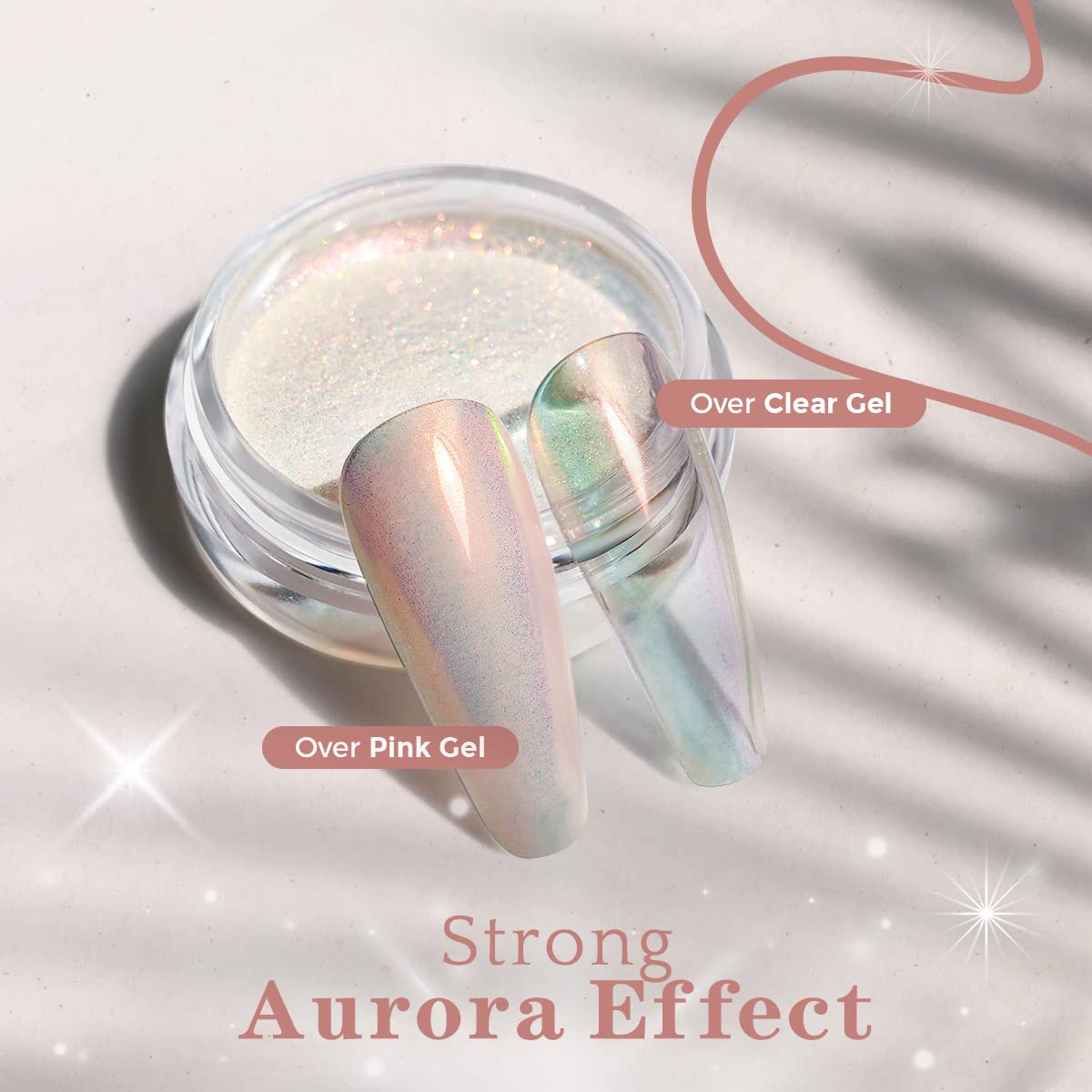 Pretty Diva opal mica nail powder with iridescent sheen for dynamic nail art.