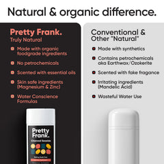 Pretty Frank bâton déodorant sans bicarbonate, idéal pour peau sensible et usage quotidien.