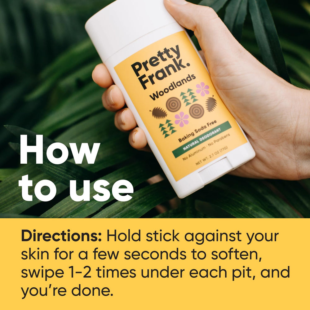 Pretty Frank Woodlands daily use scene showing long-lasting odor protection.